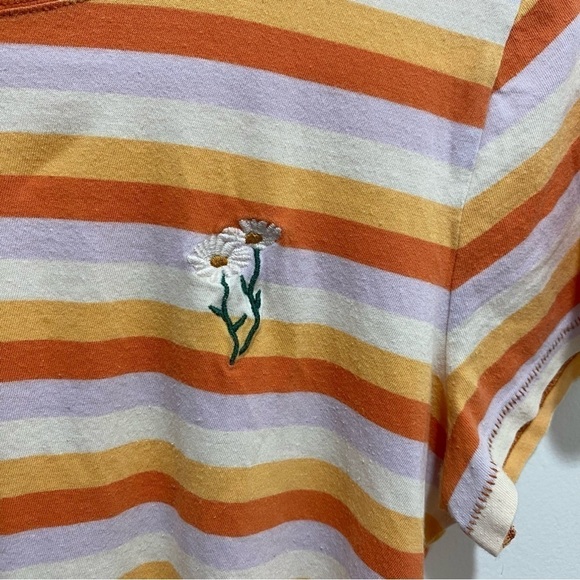 Madewell Top Daisy Embroidered Northside Vintage Tee Broadway Stripe B-1 - Picture 3 of 7